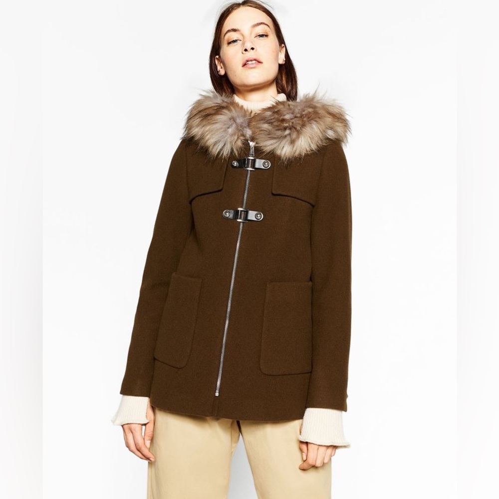 Zara Wool Fur Hooded Jacket - Picture 5 of 14